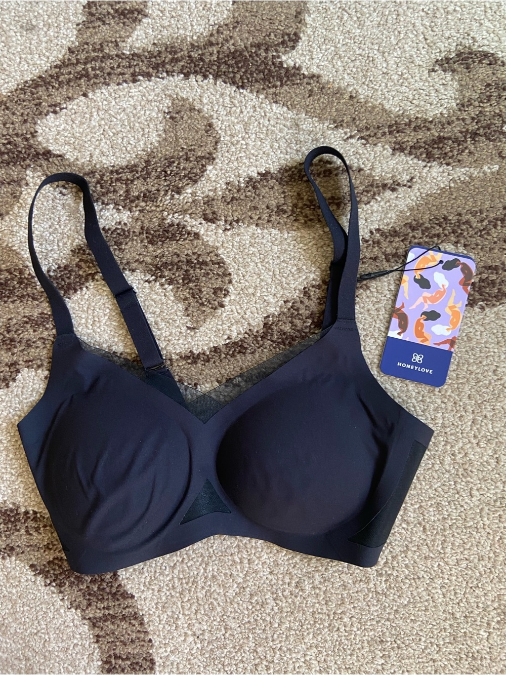 Honey love Black Crossover Seamless Molded Bra XS NWT